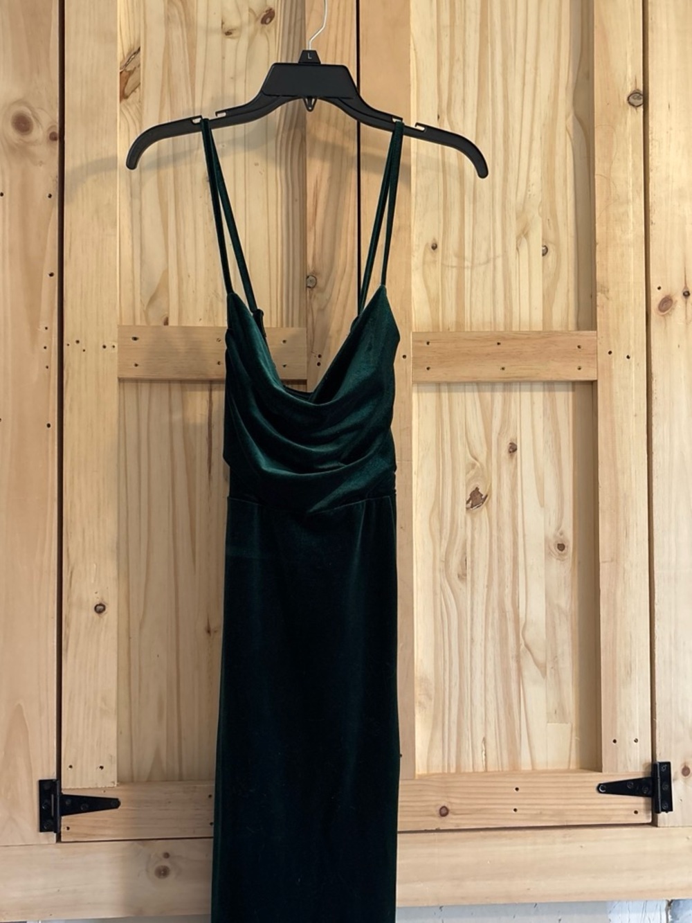 SHEIN Emerald Green Velvet Cowl Neck Maxi Dress